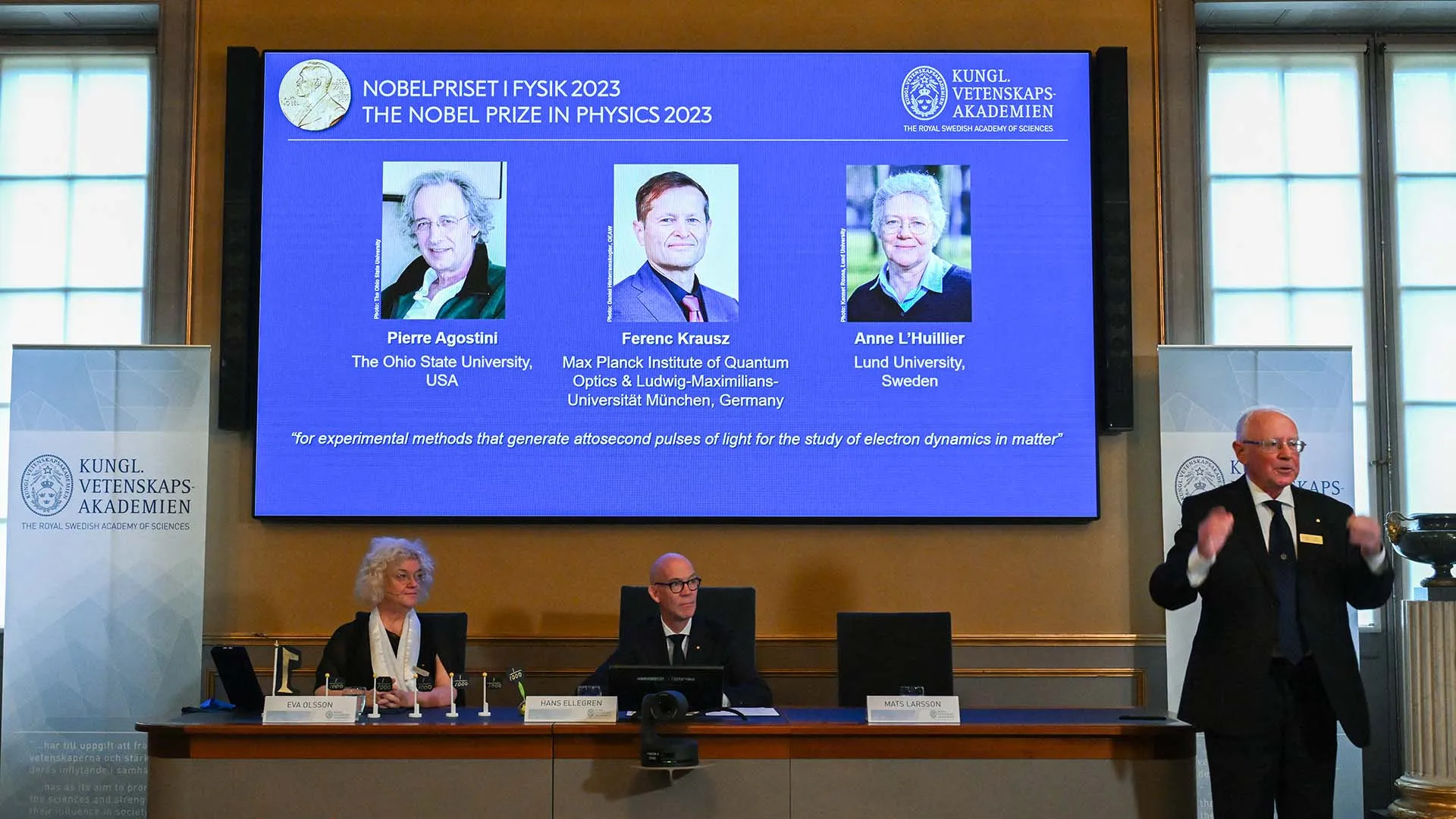 Anuncio de los ganadores del Premio Nobel de Física 2023