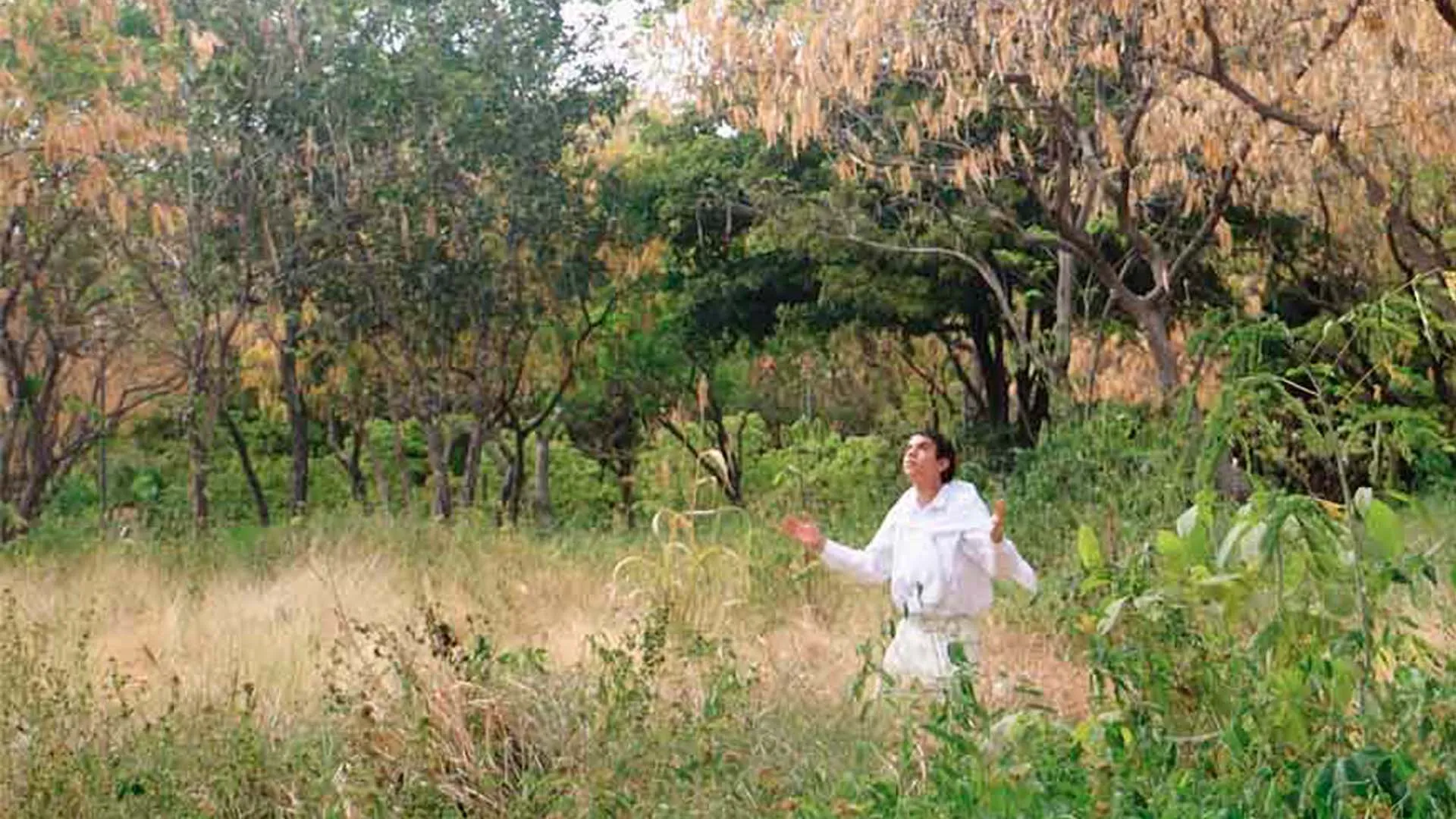 alumno tec rezando en el parque 