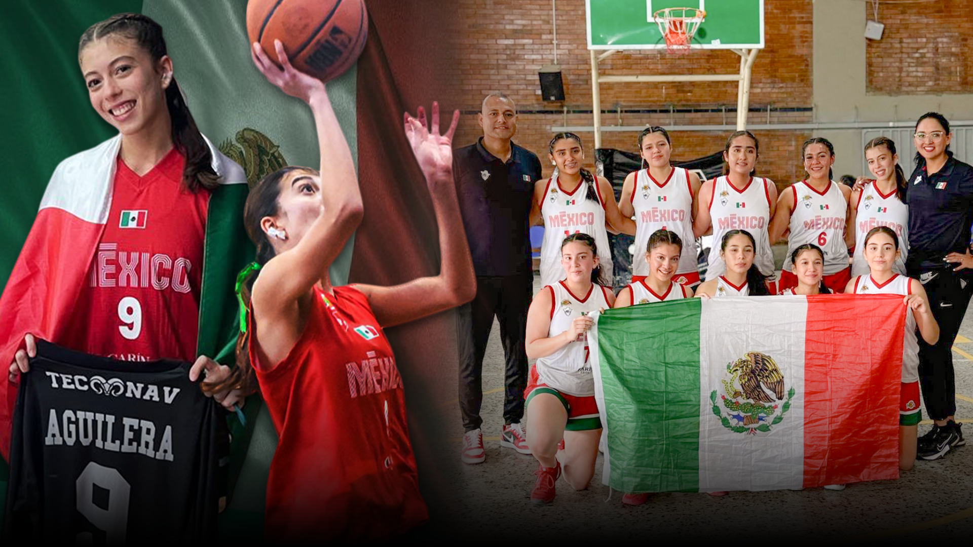 Valentina Aguilera Romo y su equipo femenino de basquetbol seleccionado para representar a México