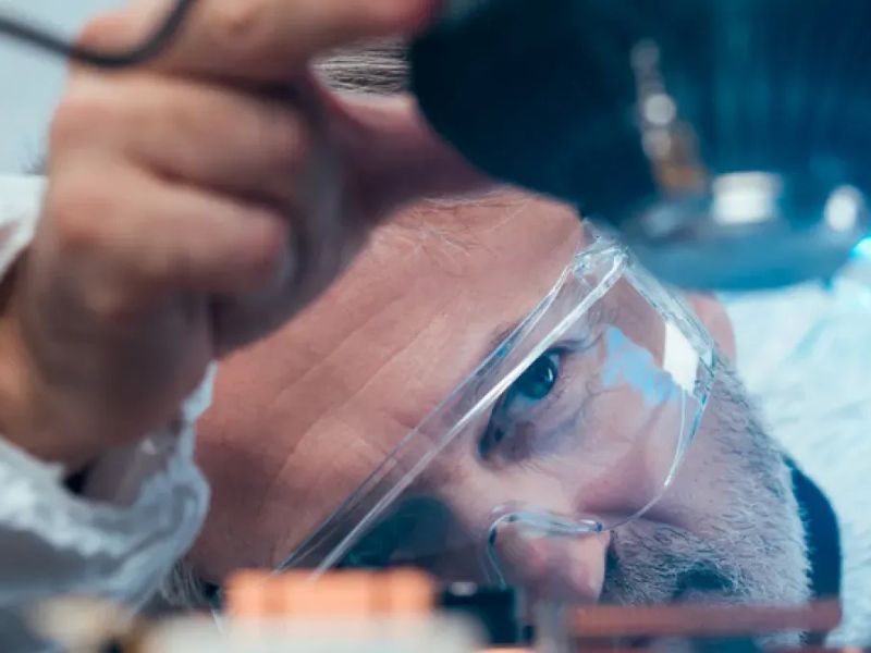 Investigador en laboratorio.