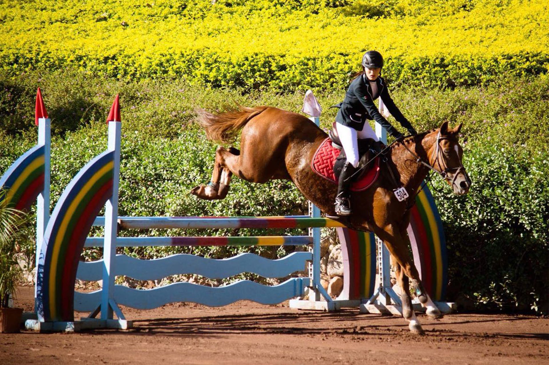 Andrea montada en un caballo 