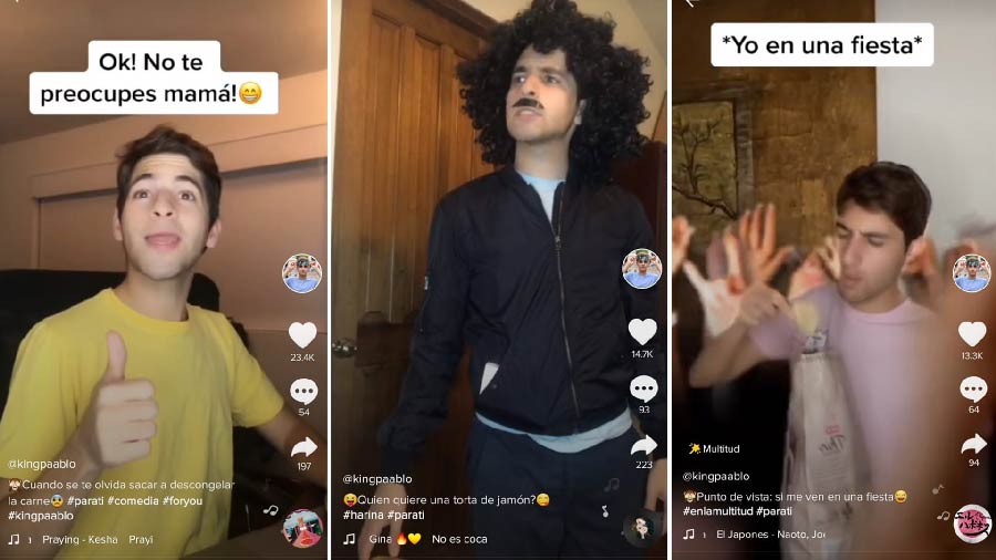 Imagen de 3 videos cortos de Pablo en TikTok