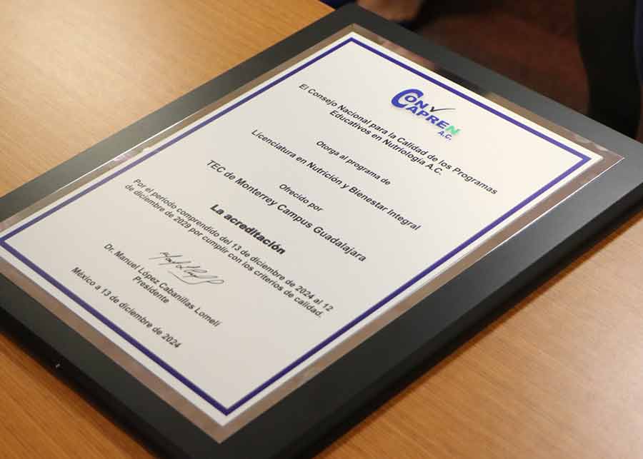 Acreditación CONCAPREN a la licenciatura de Nutrición y Bienestar Integral del Tec Guadalajara.