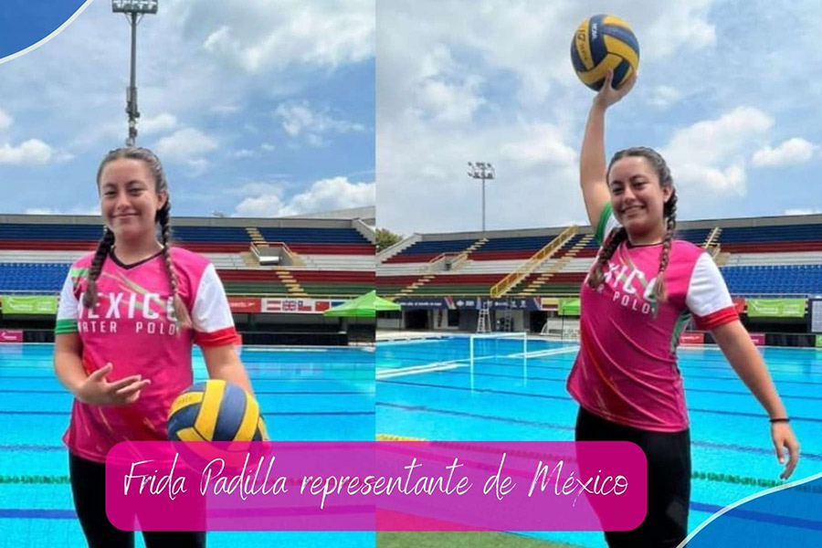 Frida en competencia de Waterpolo en Cali Colombia