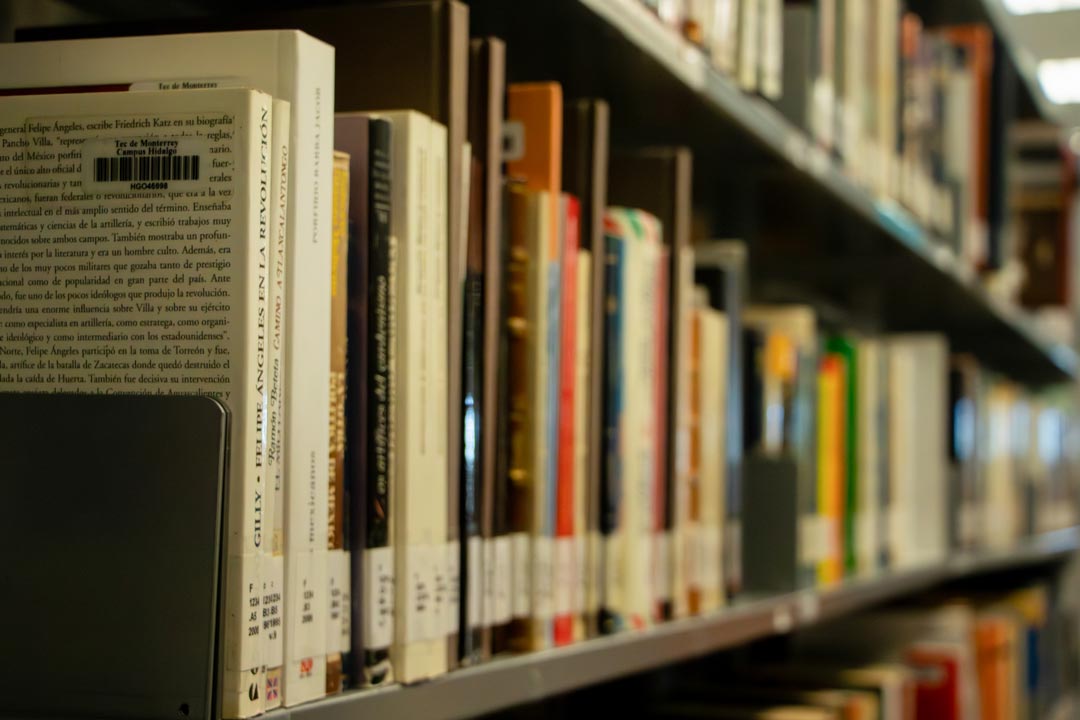 Foto de libros y literatura de la biblioteca de campus Hidalgo.