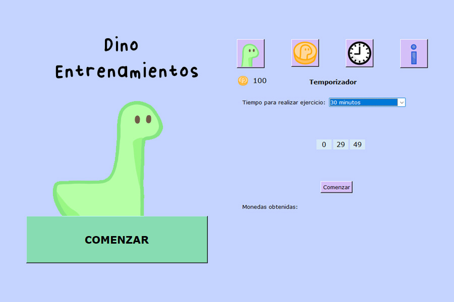 Vista app Dino Entrenamientos