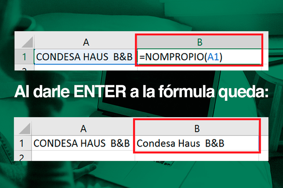 Formato de mayusculas o minúsculas en Excel