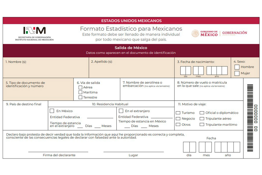 Formato Estad&iacute;stico para Mexicanos