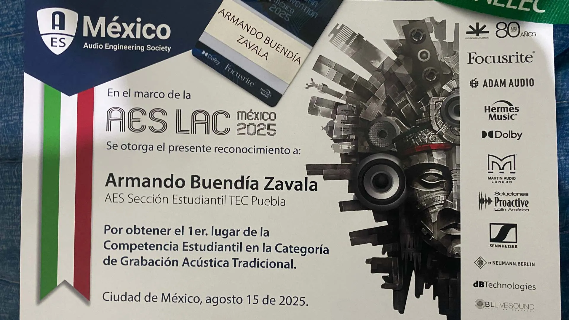 Alumno del Tec Puebla gana 1er lugar LATAM en grabación acústica con laúd barroco, final en CDMX