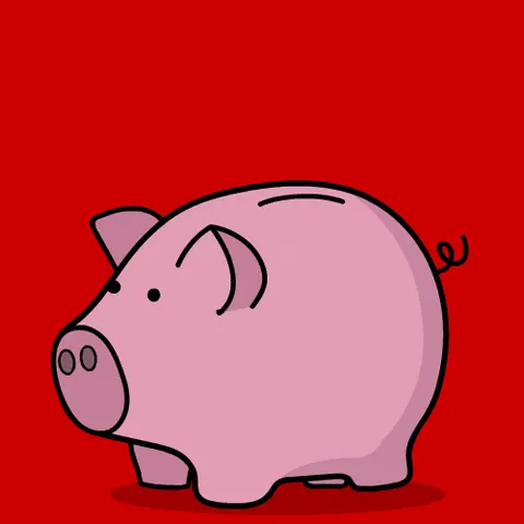 GIF de alguien metiendo una moneda a una alcancía