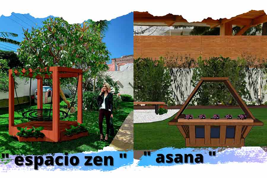 Habitáculos creados por alumnos. Propuestas: Espacio Zen y Asana