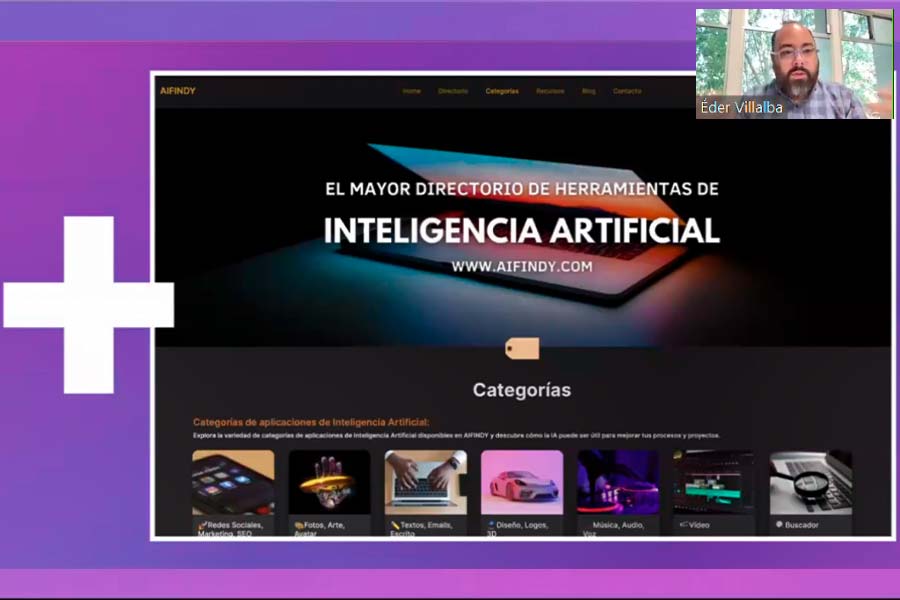 Villalba compartió un sitio con diferentes categorías de herramientas de IA para que los profesores puedan explorar cuál podría ser de utilidad.