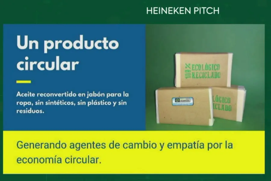 Este jabón para ropa está hecho en un 70% con aceite de cocina reciclado.