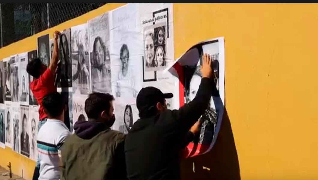 Jornadas de Feminismo intervienen muro para mostrar historias de mujeres.