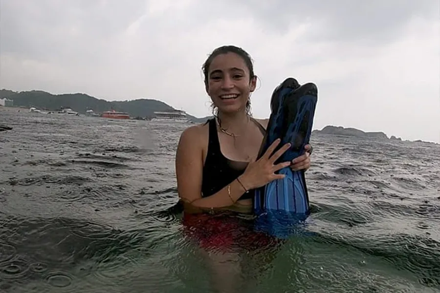 Itzel Suárez, en buceo. Foto: cortesía Itzel Suárez.