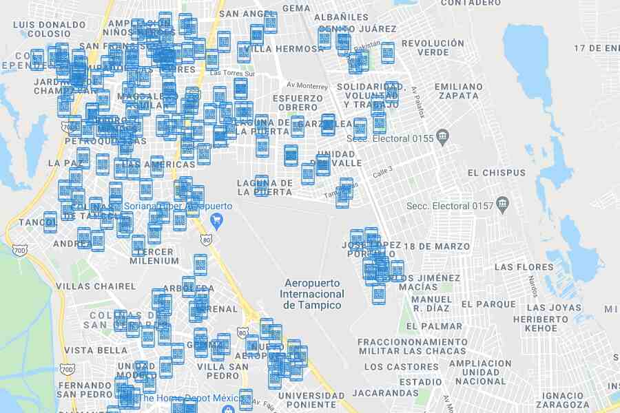 Mapa que indica la ubicación de todos los códigos QR donde los ciudadanos pueden llevar a cabo su petición.