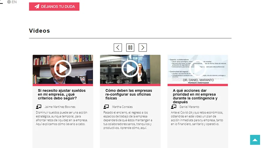 Captura de pantalla de plataforma Ask EGADE Experts
