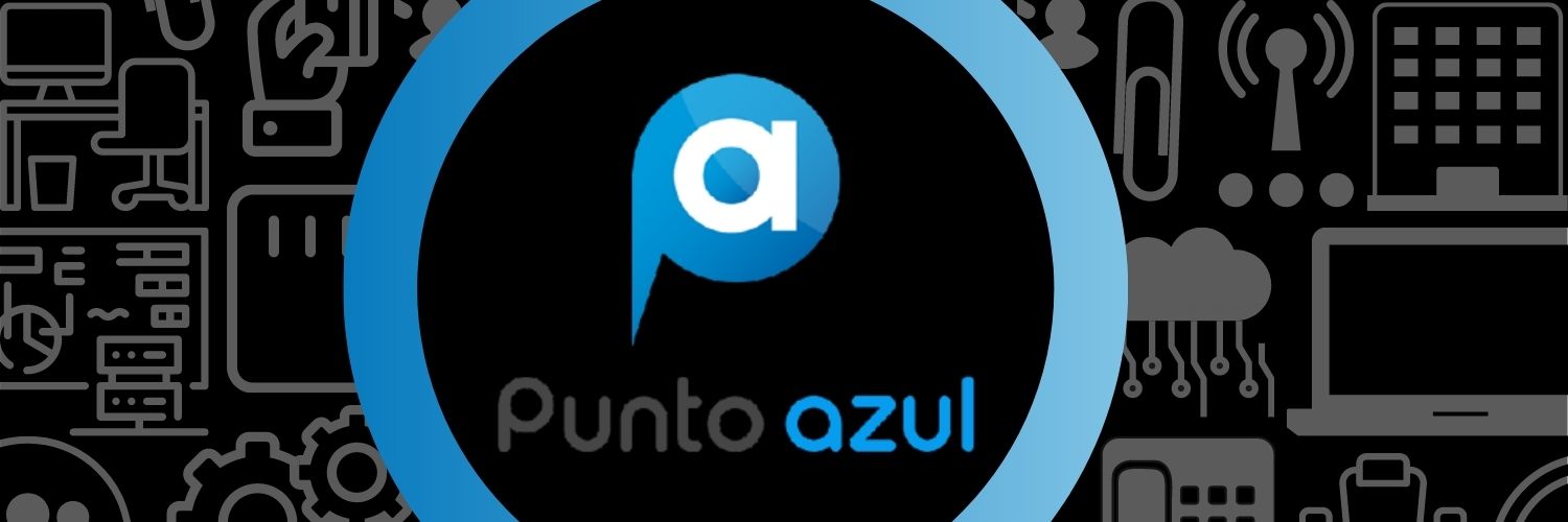 Portada de la sección de Punto Azul con su logotipo e iconos representativos del área.