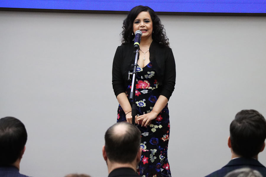 Rocío Garza durante su mensaje en la ceremonia del Premio Mujer Tec 2024.