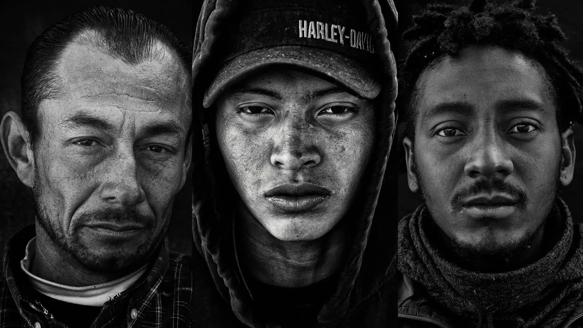 Rostros de migrantes fotografiados por Pepe Porcayo para proyecto Archivo Migrante.