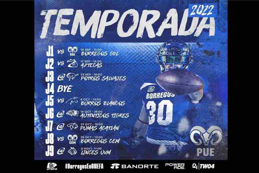 Calendario 2022 de juegos de los Borregos Puebla