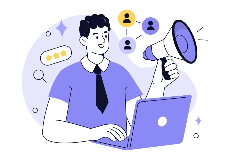 Ilustración de joven en LinkedIn