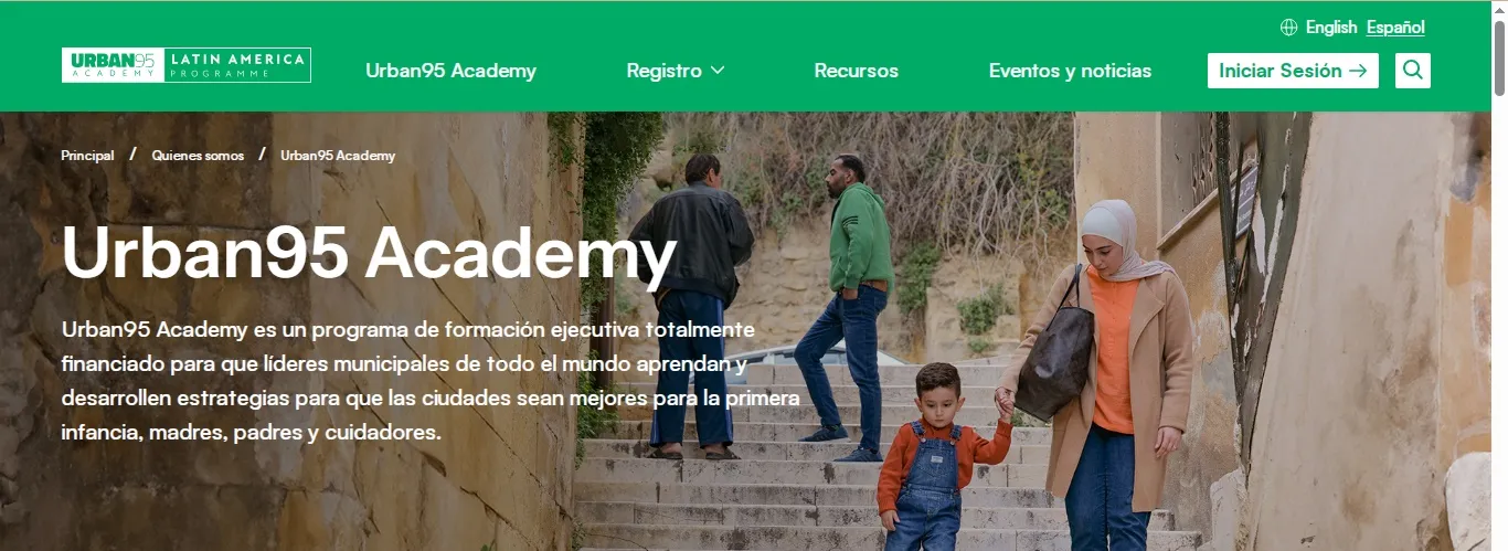 Sitio web de Urban95 Academy 