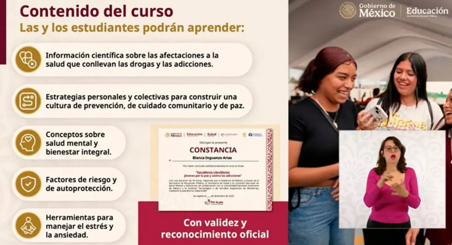 Los estudiantes recibir&aacute;n, al concluir el curso, una constancia de acreditaci&oacute;n por parte del Tec, UNAM e instancias oficiales.
