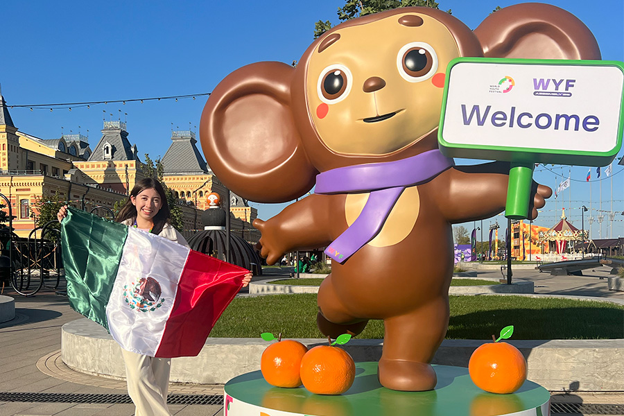 Romina a su llegada al Word Youth Festival Assembly 2025.