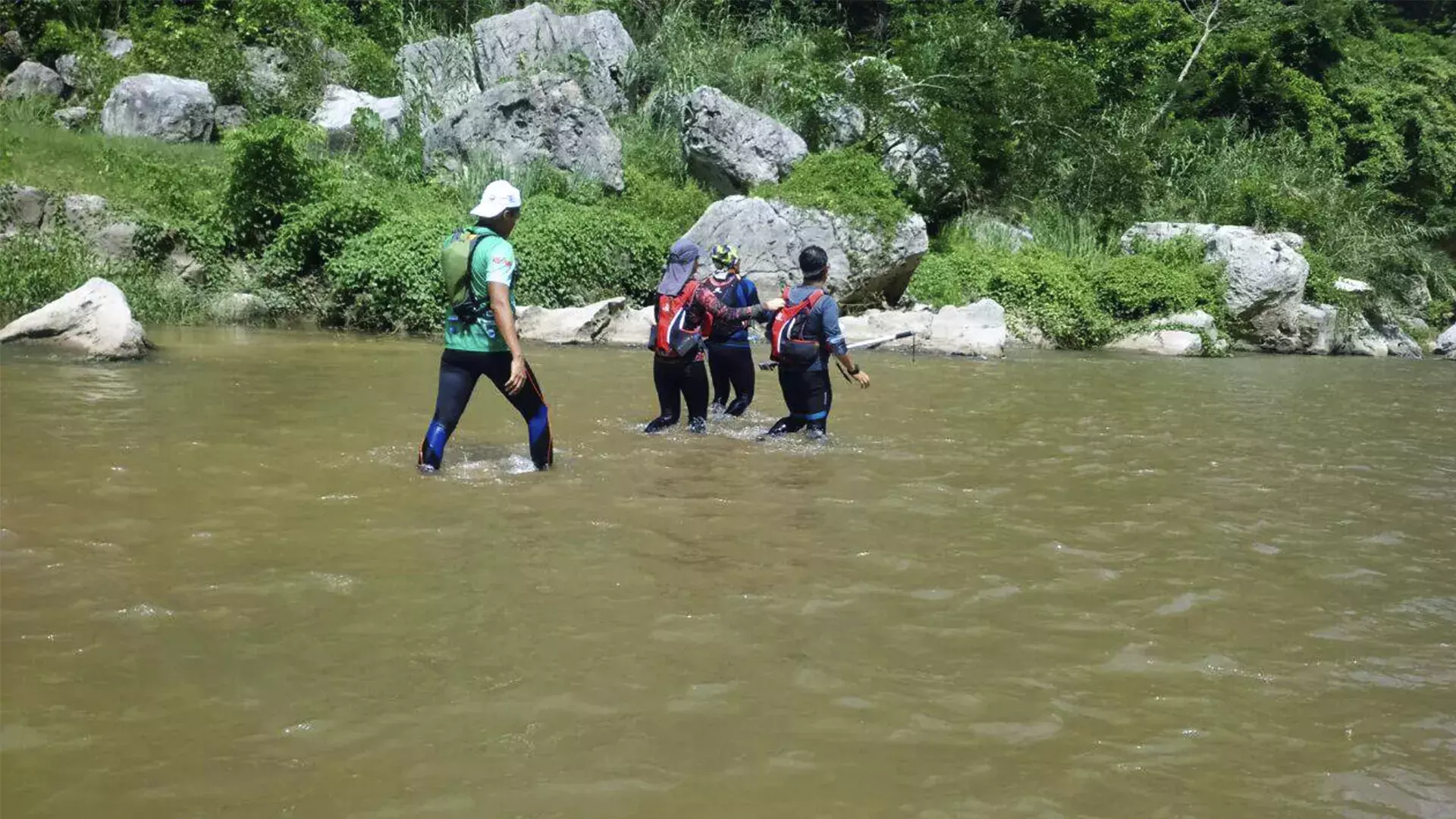 Bernabé durante la maratón del Río La Venta