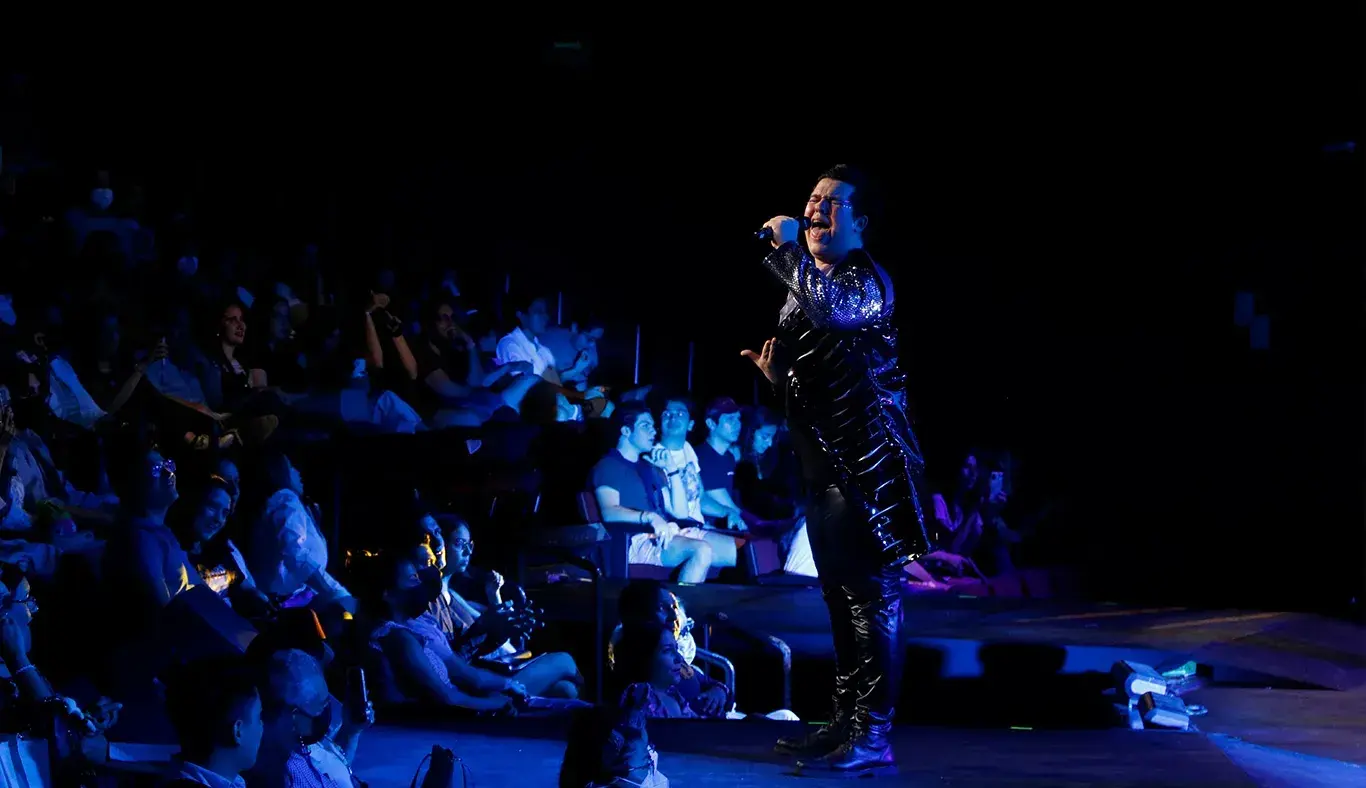Cantante varón en el escenario