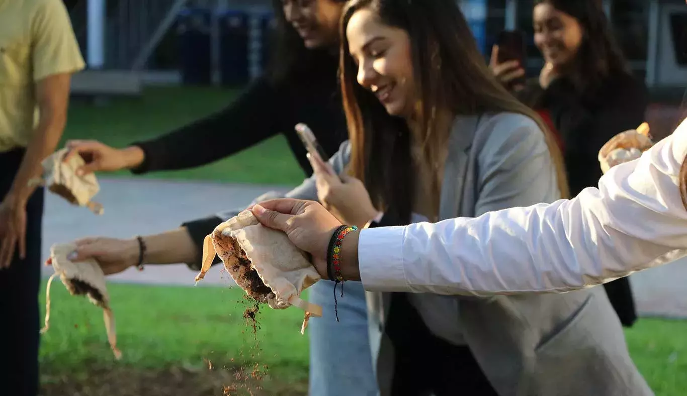 A manera de honrar las culturas vaciaron tierra proveniente de diferentes estados y países.