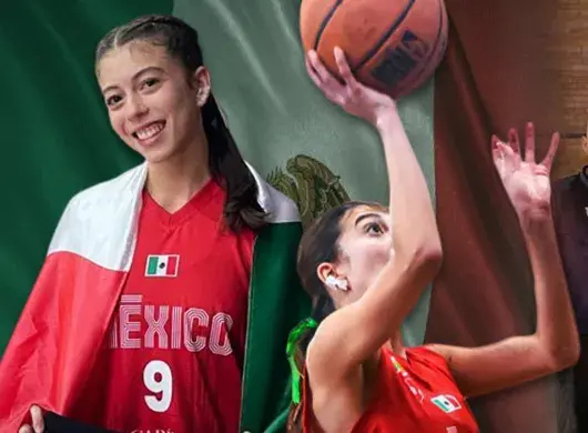 Valentina Aguilera Romo y su equipo femenino de basquetbol seleccionado para representar a México