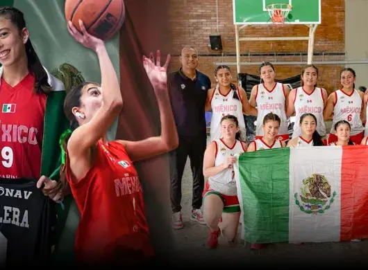 Valentina Aguilera Romo y su equipo femenino de basquetbol seleccionado para representar a México