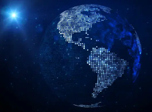 Mapa del mundo con  vista a América Latina