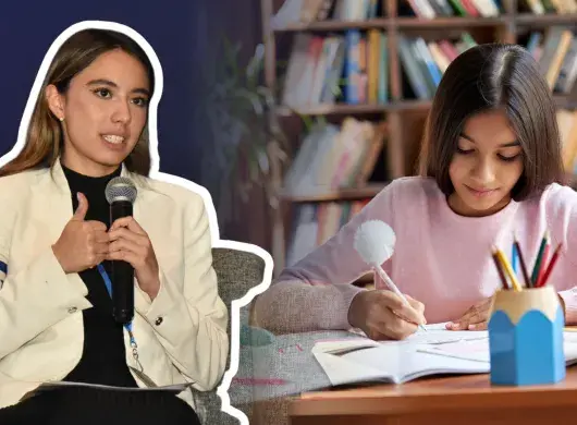 Renata García, alumna del Tec Ciudad de México, durante su participación en el foro Youth Voices in the Fight for Equality del Women Economic Forum.