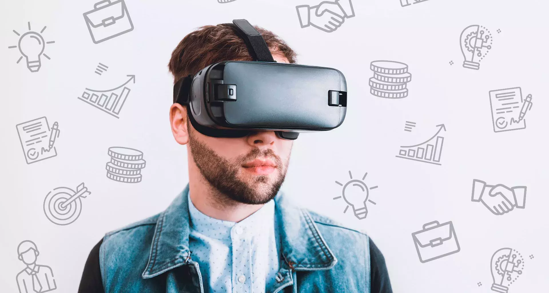 Joven con visores de realidad virtual