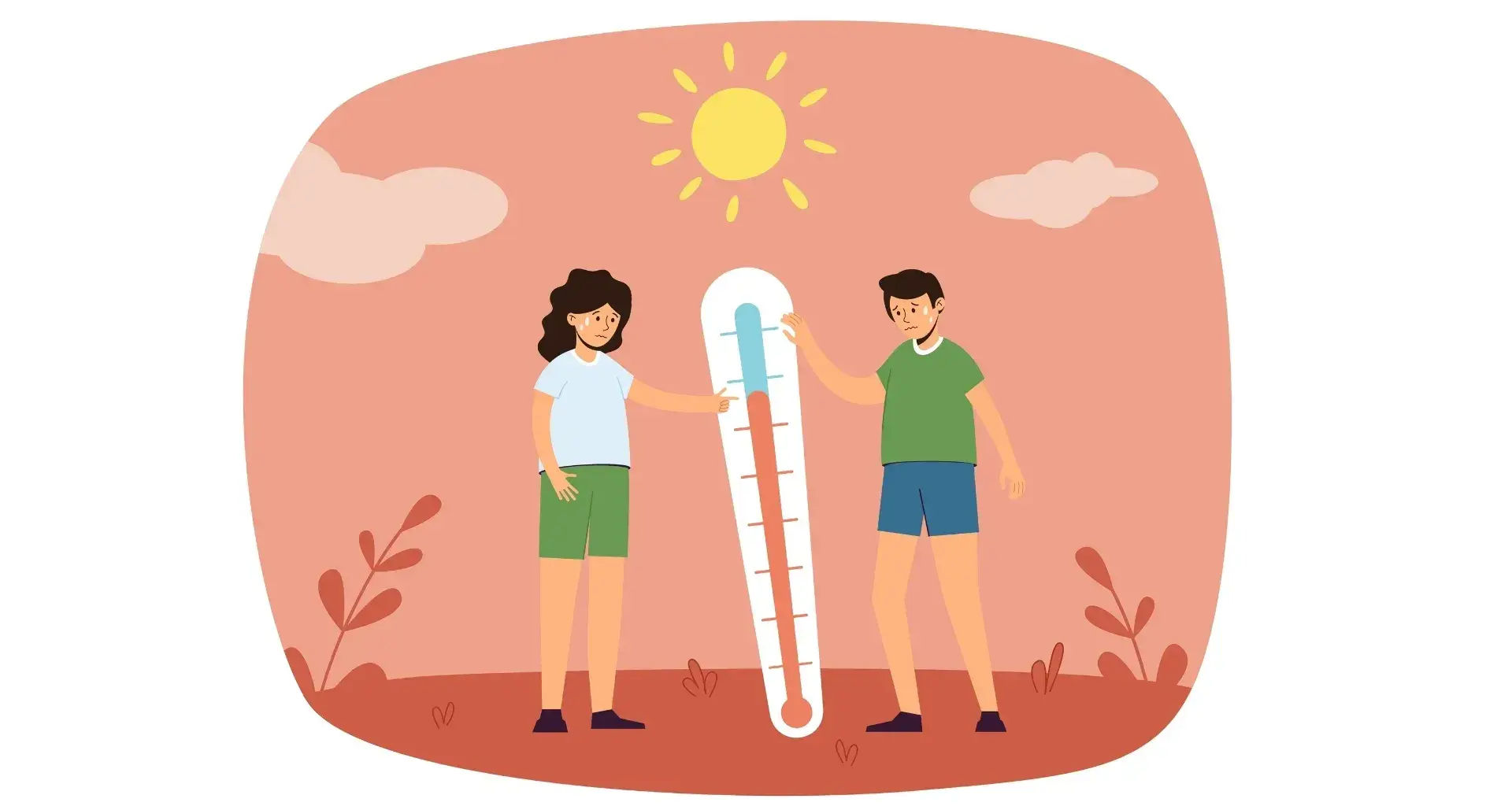 Illustration of two young people under the sun