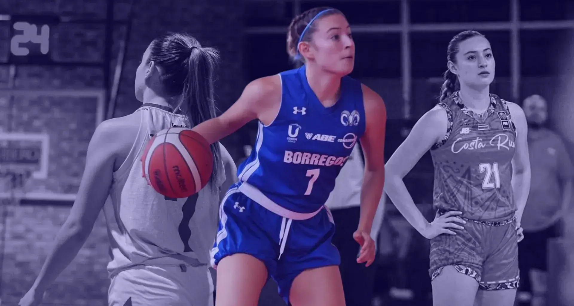 La atleta en varios de sus partidos de básquetbol.