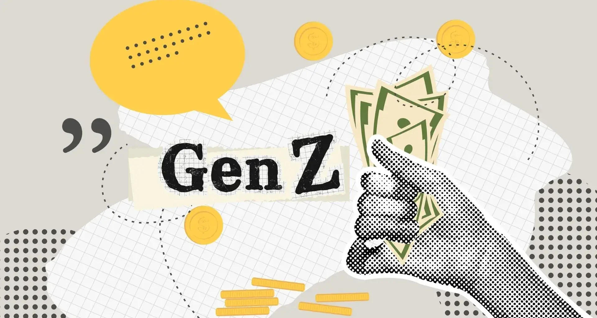 Imagen conceptual con comprador joven de la generación Z