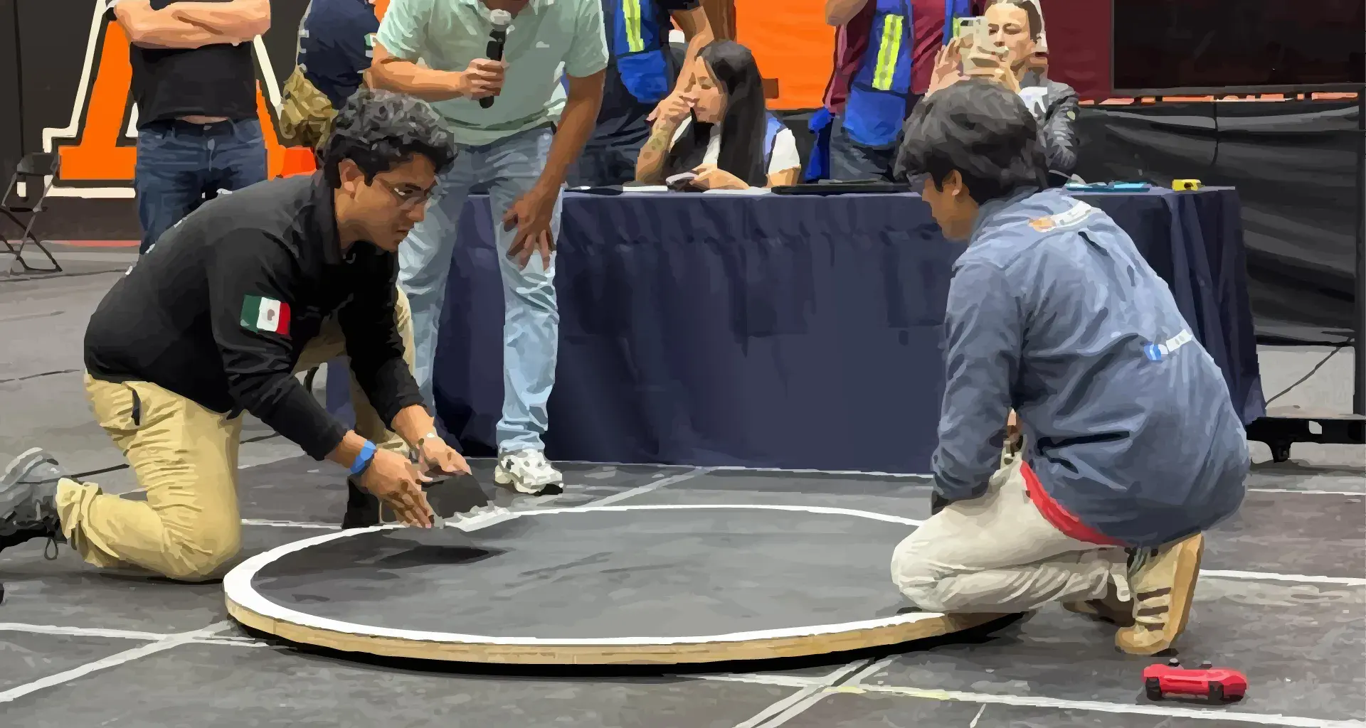 Jonathan en competencia de robótica Sumo