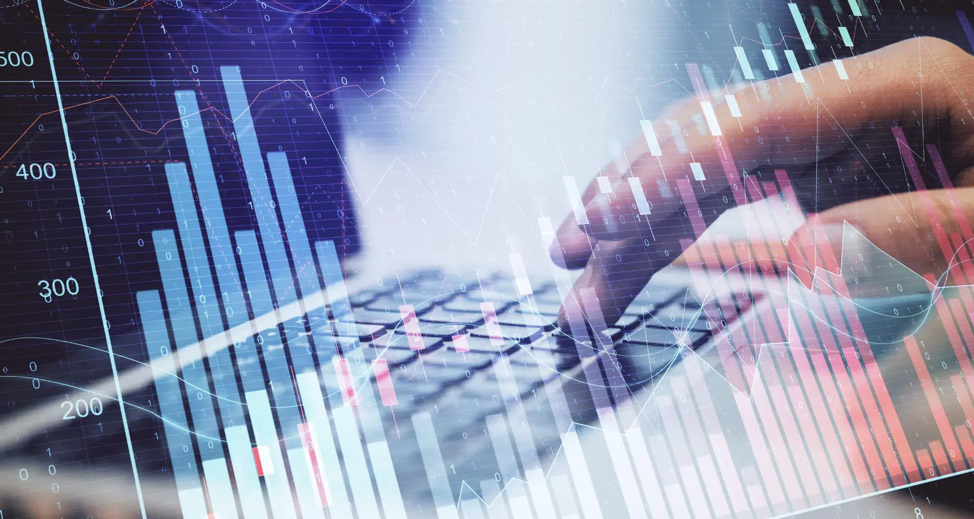 Representación gráfica de análisis financiero con gráficas y datos de inversión en una pantalla.