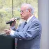 Enrique Argüelles dando su discurso en su homenaje en Tec Zacatecas