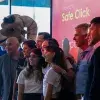 Alumnas de campus San Luis Potosí tras concursar, con su proyecto "Safe Click" en PrepApps 2023 en Monterrey.