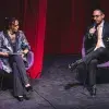 Judith Ruiz Godoy y Branko Pérez durante el conversatorio previo al estreno del documental "Eugenio".
