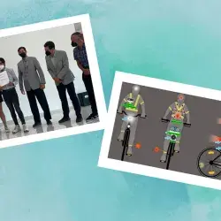 Alumnos crean prototipo de chaleco para ciclistas. 