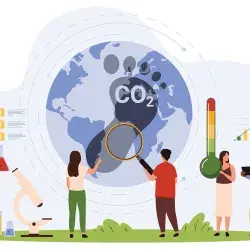 Ilustración conceptual de jóvenes cuidando el medio ambiente