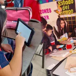 Niños y niñas interactúan con las tablets brindadas a través del programa "Tablet Aprendo".