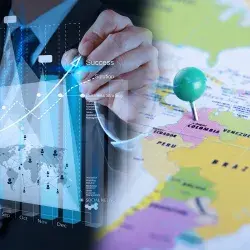 Foto de stock del mapa de LATAM y estadísticas