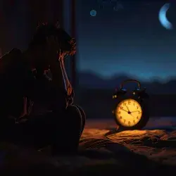 Persona con problemas para dormir, imagen generada con IA